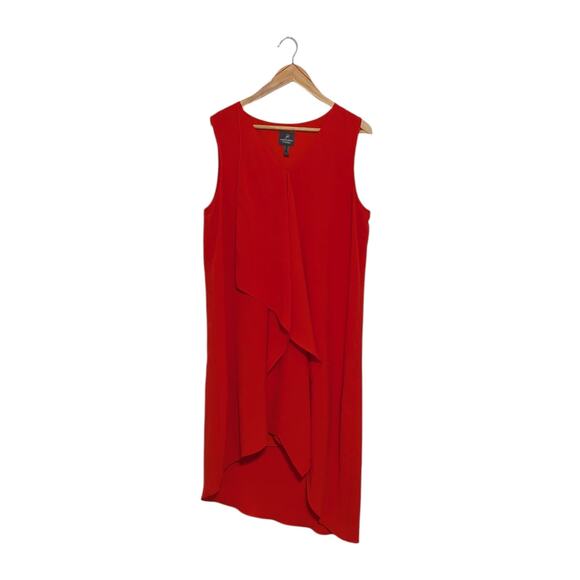 Adrianna Papell Sleeveless Asymmetrical Front Drape Crepe Shift Dress Orange - Picture 1 of 6